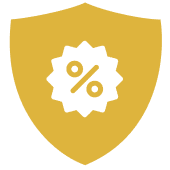 Discount badge on gold shield